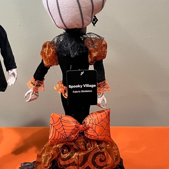 Festive Skeleton Figurine in Black and Orange - Picture 9 of 12